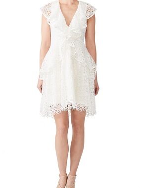 Elliatt Interlude White Lace Ruffled Mini Dress